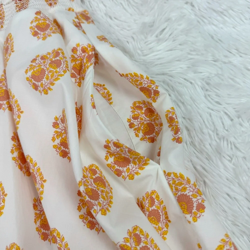 J‎ Crew Smocked-waist mini dress in gathered floral block print 3/4 sleeve